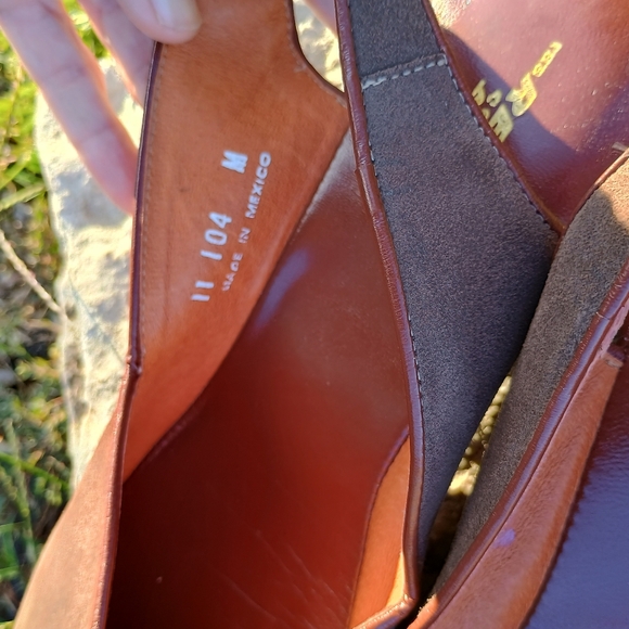 VTG, Sz 11 , Re-Mix Vintage Shoes, Los Angeles, brown suede peep toe sling backs - Picture 5 of 11